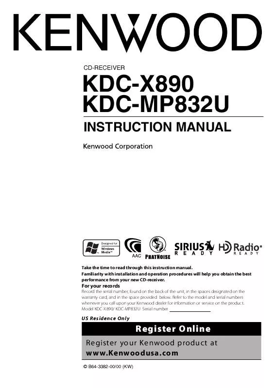 Mode d'emploi KENWOOD KDC-X890