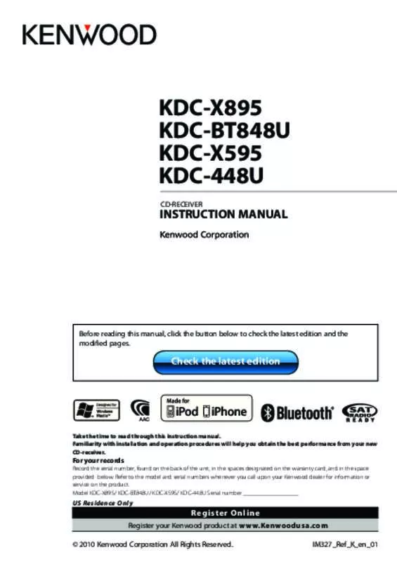 Mode d'emploi KENWOOD KDC-X895