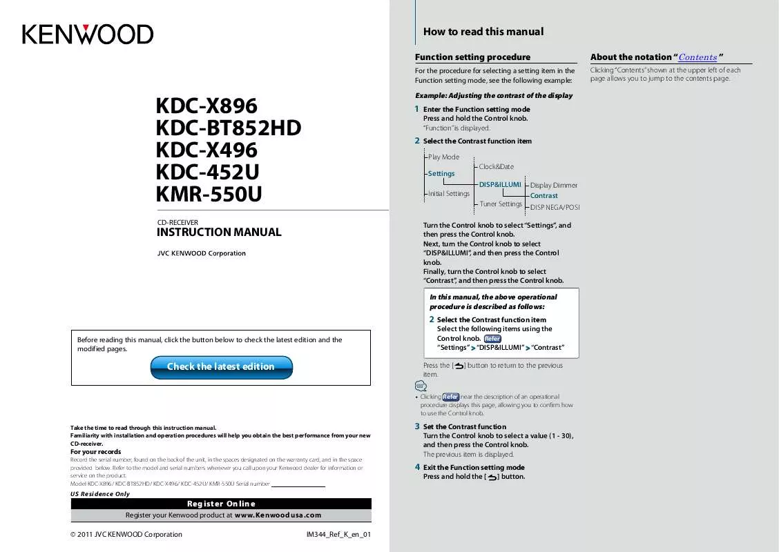 Mode d'emploi KENWOOD KDC-X896