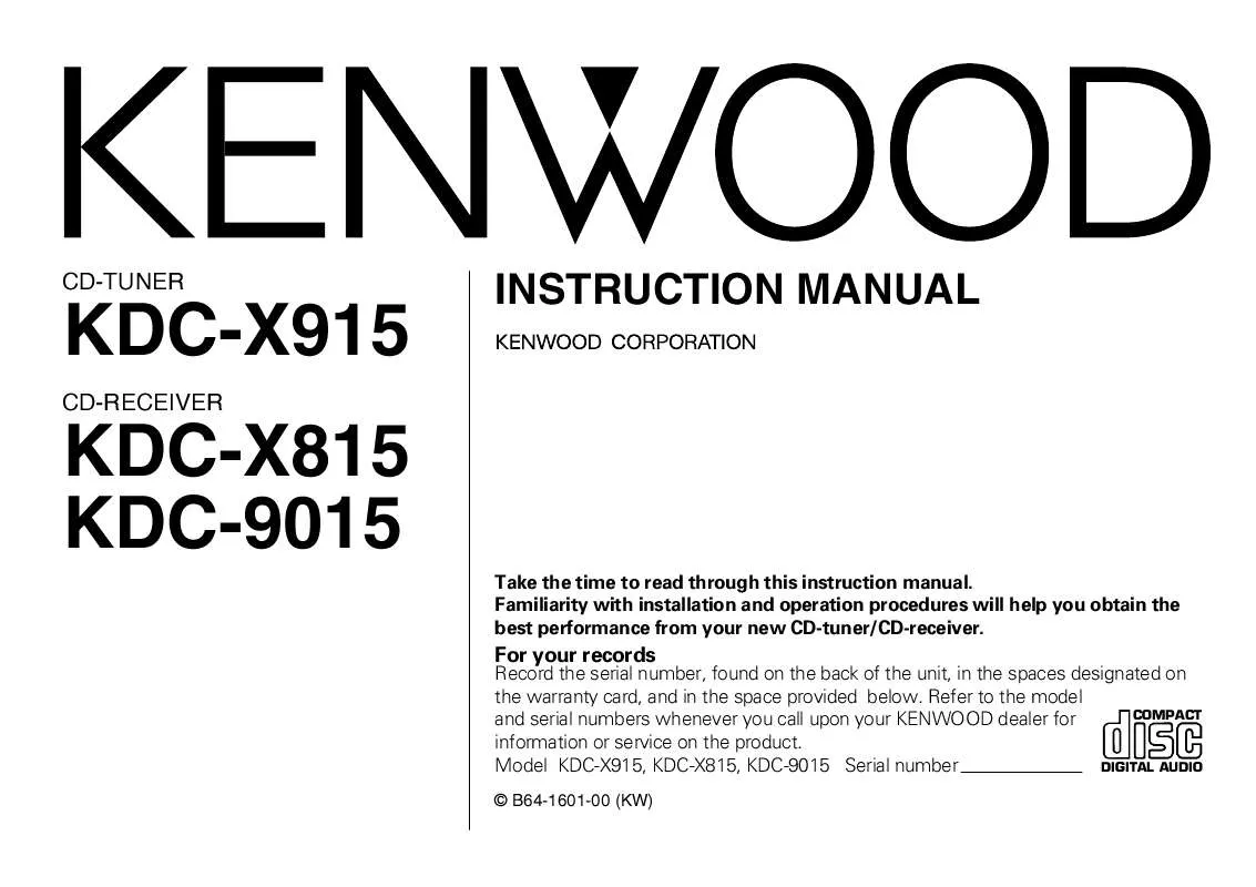 Mode d'emploi KENWOOD KDC-X915