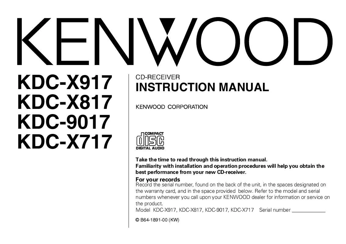 Mode d'emploi KENWOOD KDC-X917