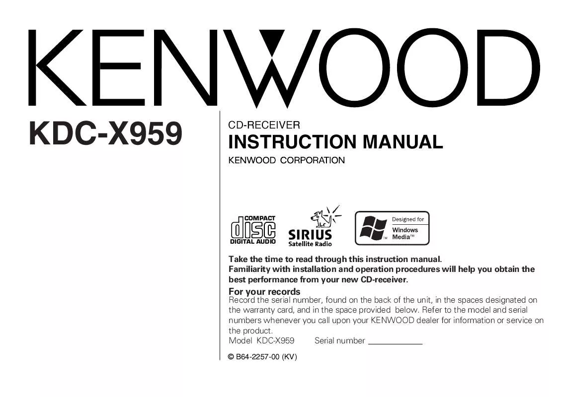 Mode d'emploi KENWOOD KDC-X959