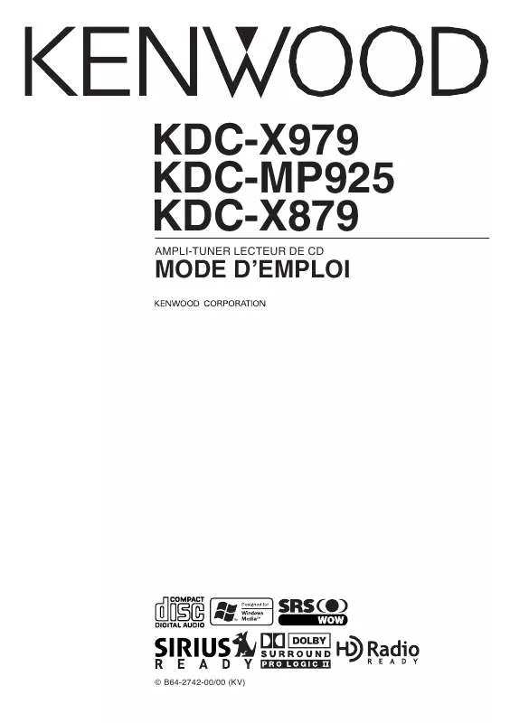 Mode d'emploi KENWOOD KDC-X979