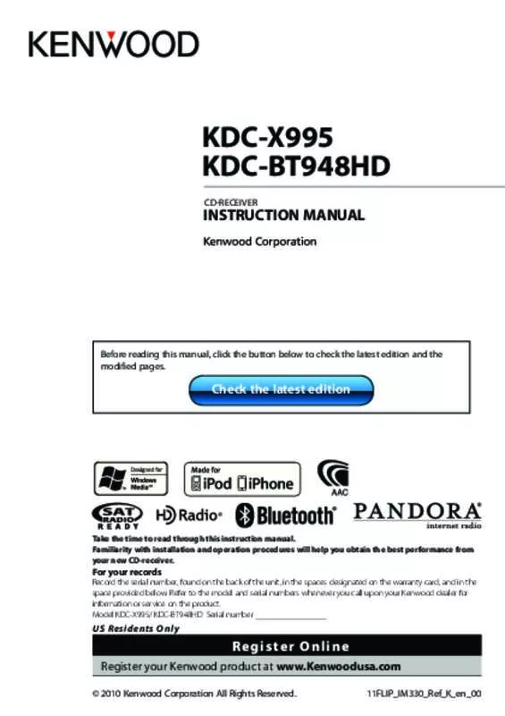 Mode d'emploi KENWOOD KDC-X995