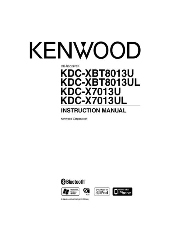 Mode d'emploi KENWOOD KDC-XBT8013U