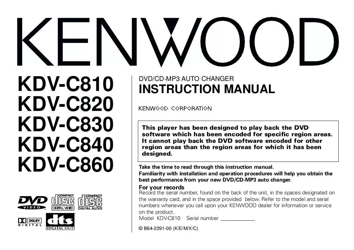 Mode d'emploi KENWOOD KDV-C810