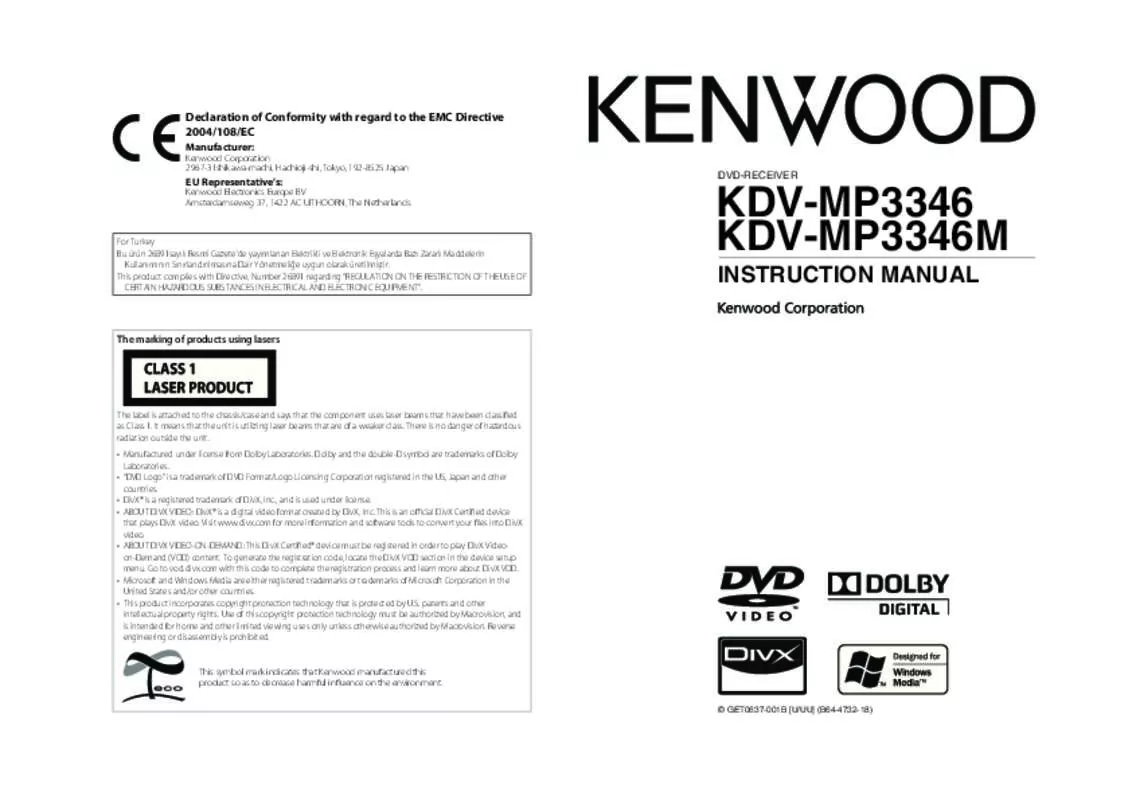 Mode d'emploi KENWOOD KDV-MP3346
