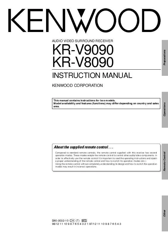 Mode d'emploi KENWOOD KR-V8090