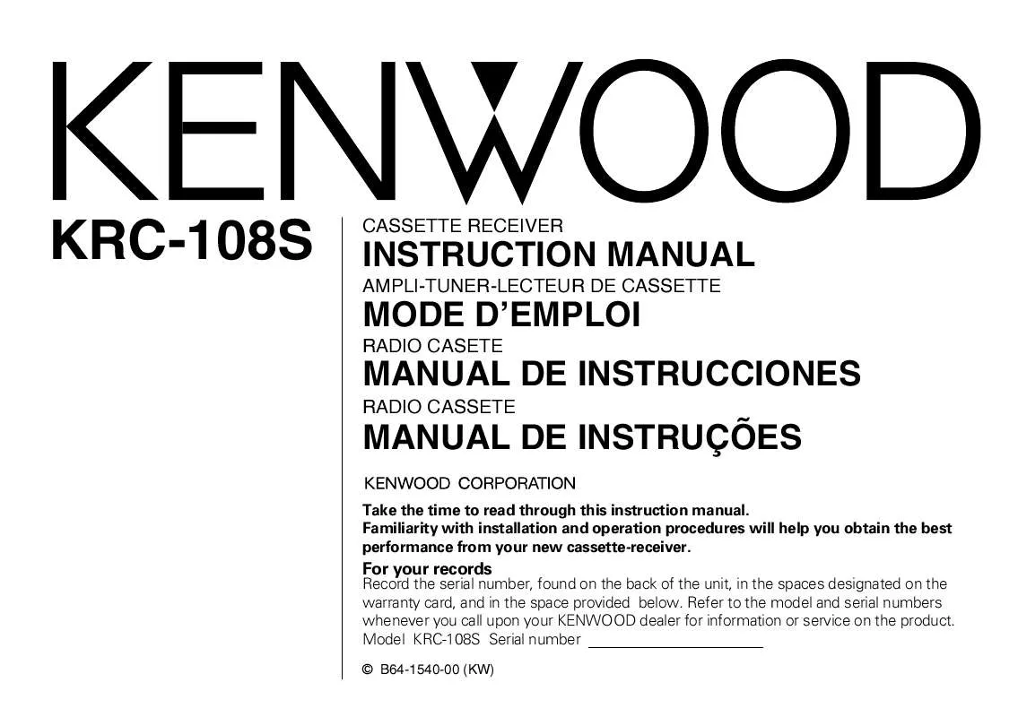 Mode d'emploi KENWOOD KRC-108S