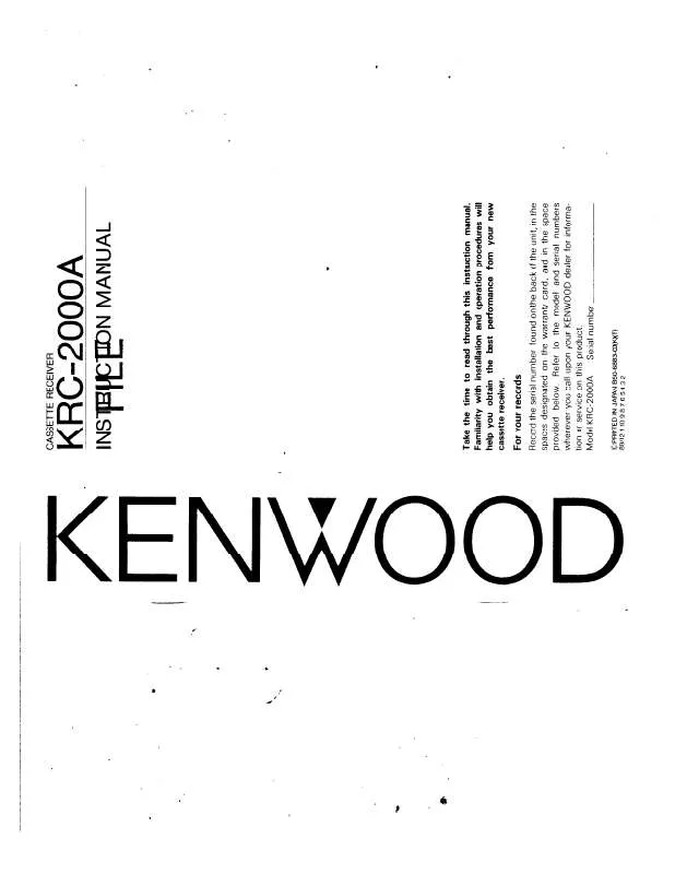 Mode d'emploi KENWOOD KRC-2000A