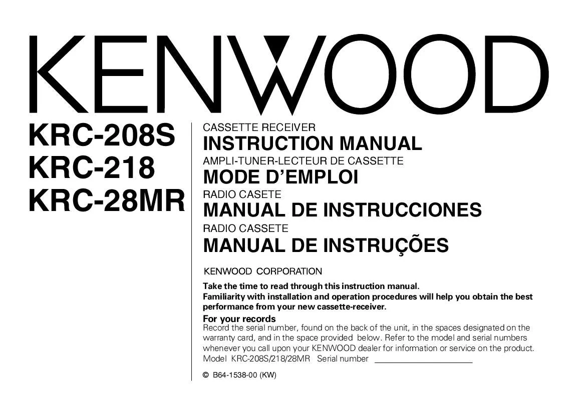 Mode d'emploi KENWOOD KRC-208S
