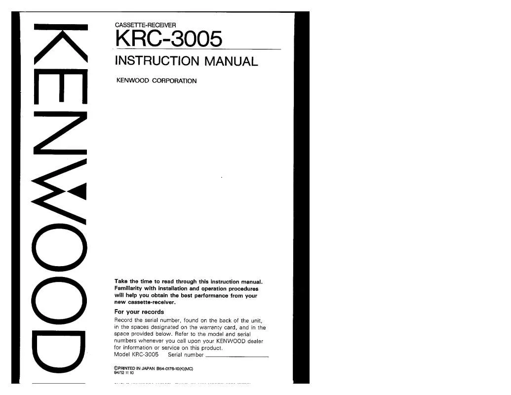 Mode d'emploi KENWOOD KRC-3005