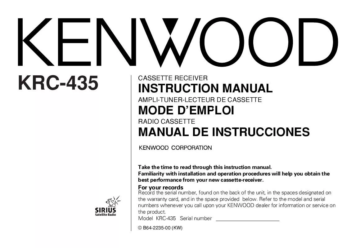 Mode d'emploi KENWOOD KRC-435