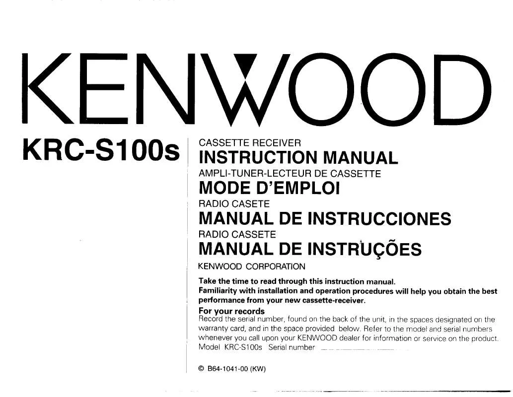 Mode d'emploi KENWOOD KRC-S100S