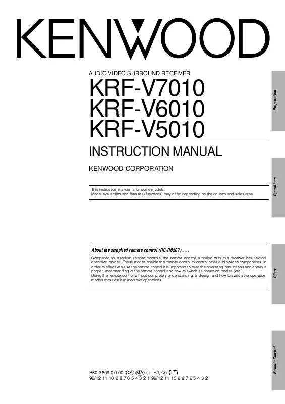 Mode d'emploi KENWOOD KRF-V6010