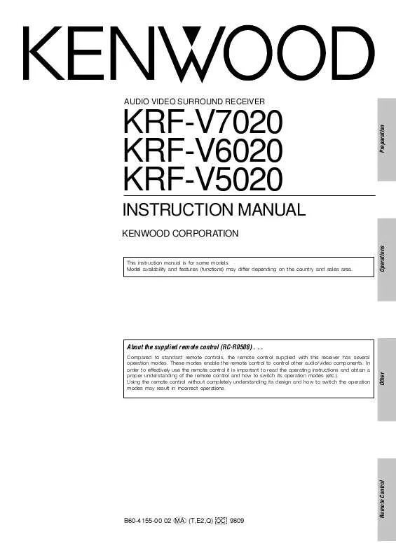 Mode d'emploi KENWOOD KRF-V6020