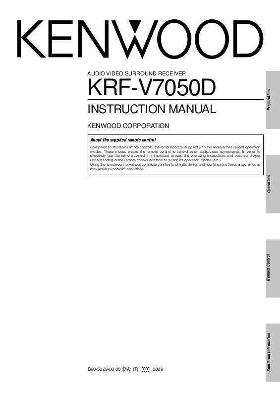 Mode d'emploi KENWOOD KRF-V7050D