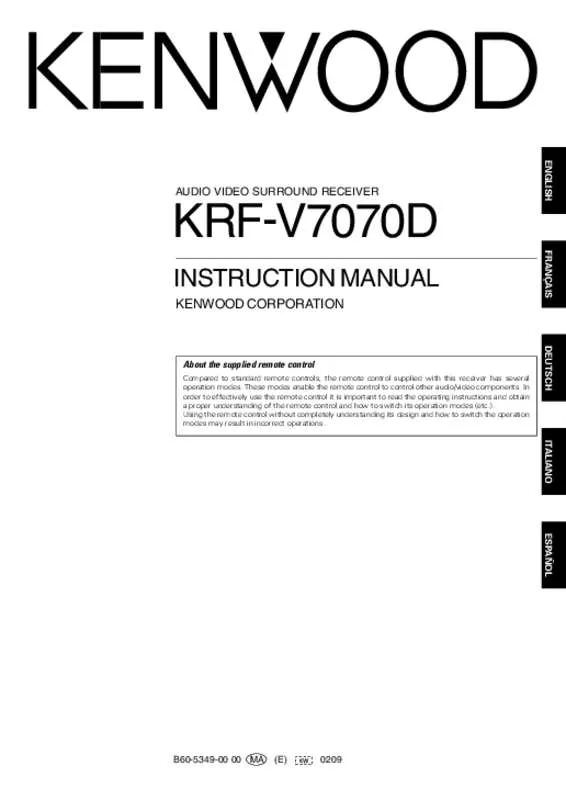 Mode d'emploi KENWOOD KRF-V7070D