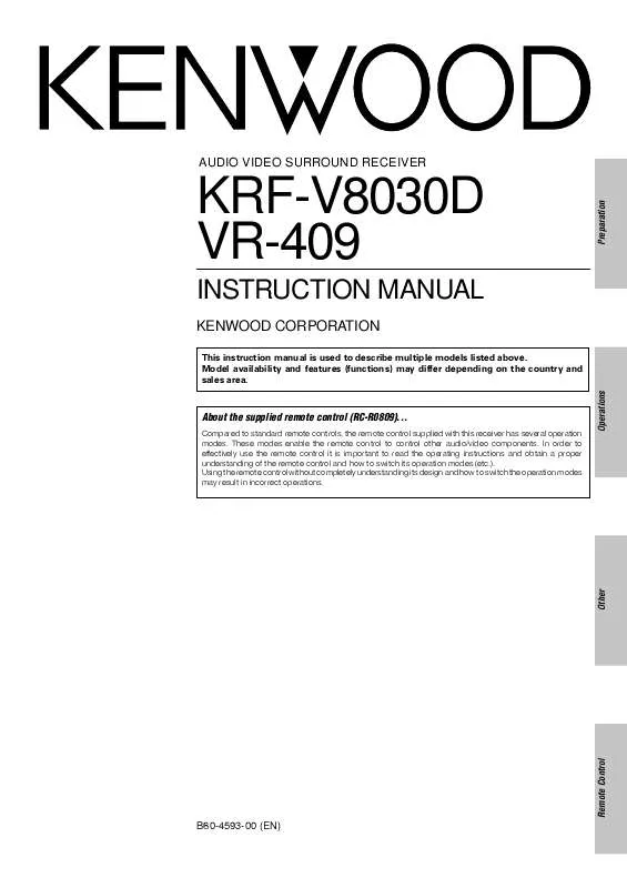Mode d'emploi KENWOOD KRF-V8030D
