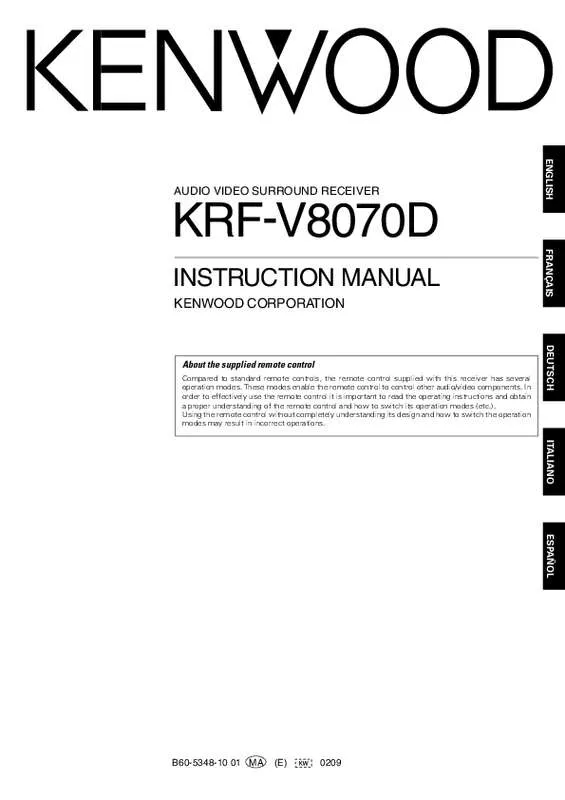 Mode d'emploi KENWOOD KRF-V8070D