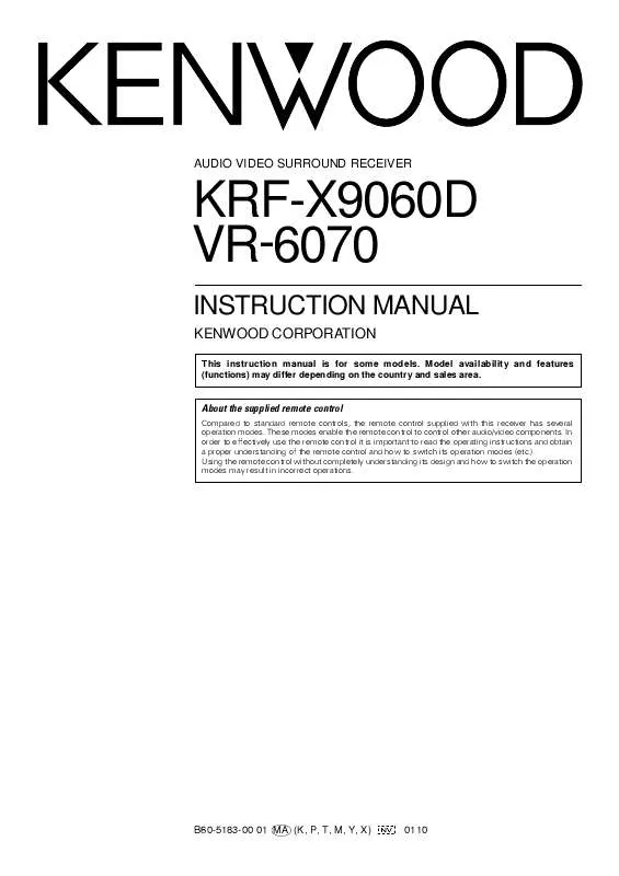 Mode d'emploi KENWOOD KRF-X9060D