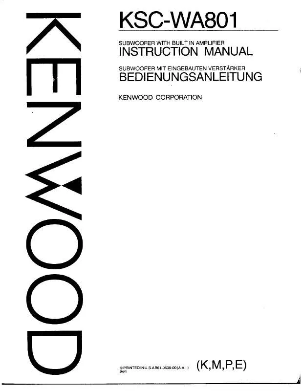 Mode d'emploi KENWOOD KSC-WA801