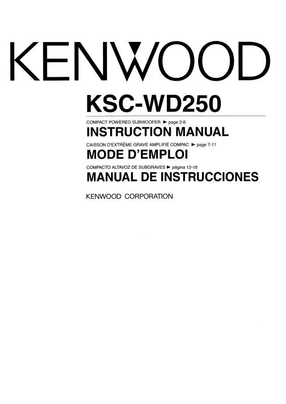 Mode d'emploi KENWOOD KSC-WD250