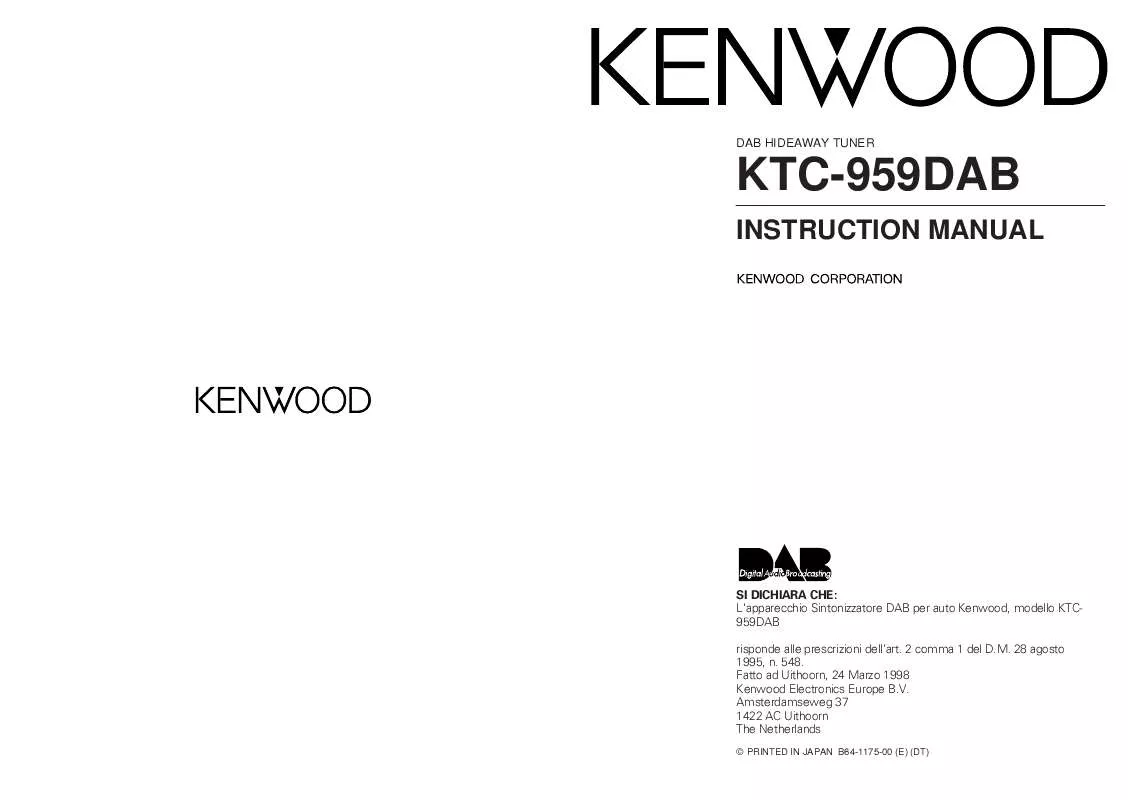 Mode d'emploi KENWOOD KTC-959DAB