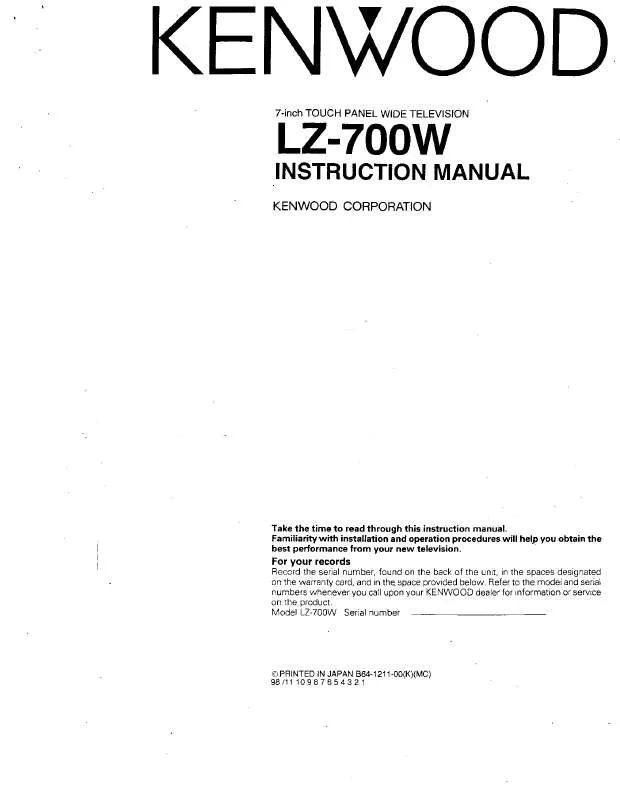 Mode d'emploi KENWOOD LZ-700W