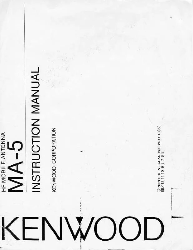 Mode d'emploi KENWOOD MA-5
