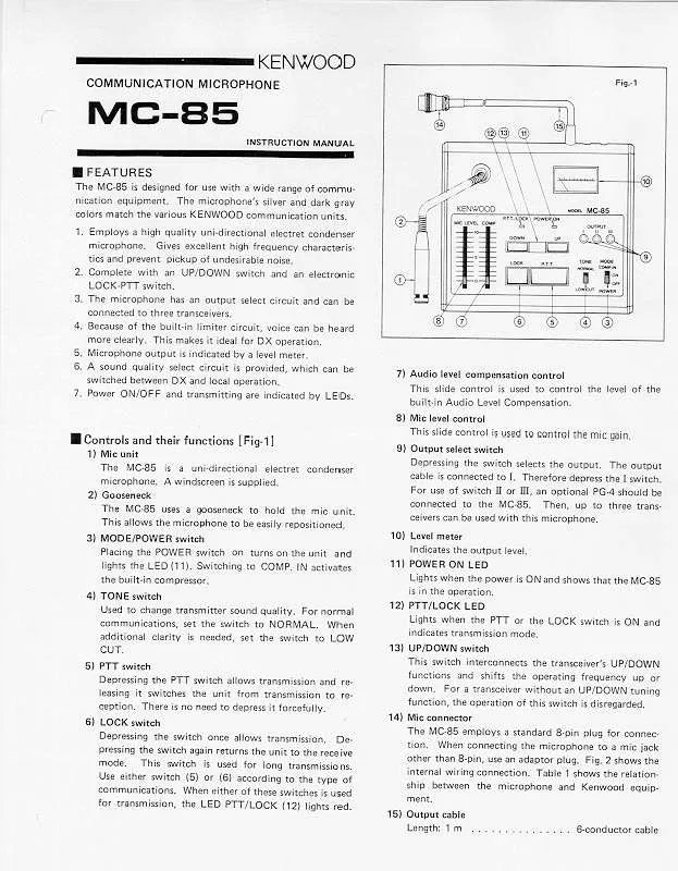 Mode d'emploi KENWOOD MC-85