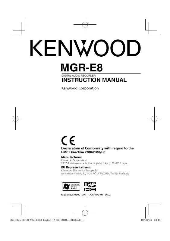 Mode d'emploi KENWOOD MGR-E8