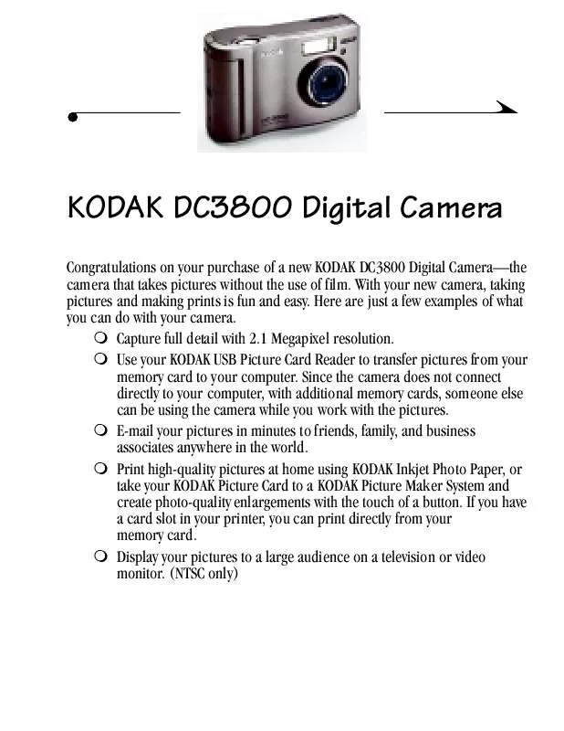 Mode d'emploi KODAK DC3800