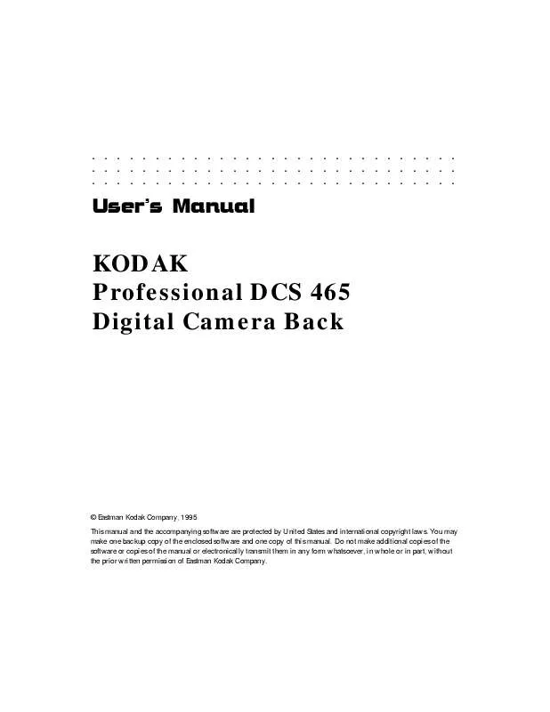 Mode d'emploi KODAK DCS 465