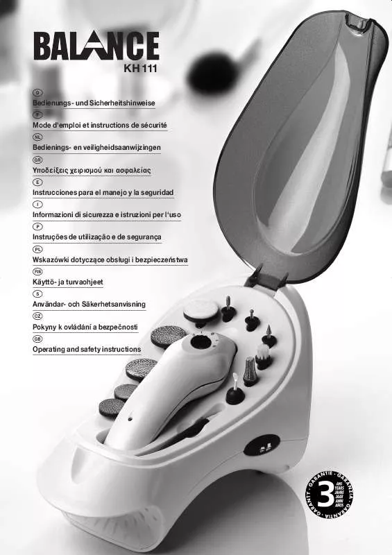Mode d'emploi KOMPERNASS BALANCE KH 111 MANICURE AND PEDICURE SET WITH BUILT-IN NAIL DRYER FOR HANDS AND FEET