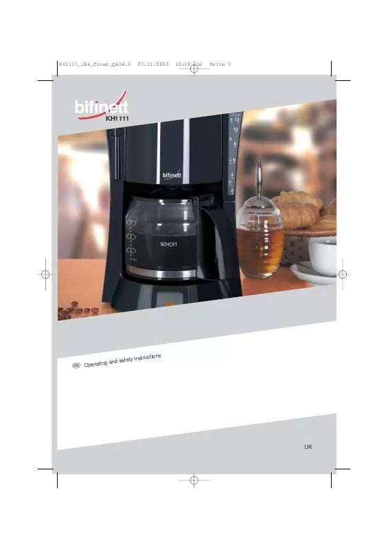 Mode d'emploi KOMPERNASS BIFINETT KH 1111 COFFEE MACHINE