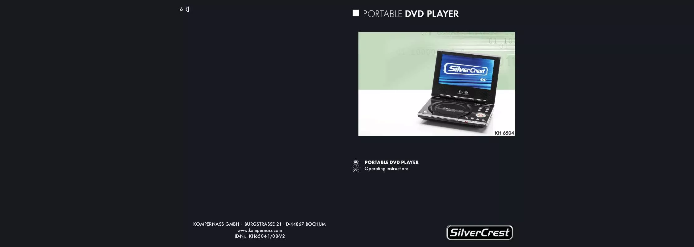 Mode d'emploi KOMPERNASS SILVERCREST KH 6504 PORTABLE DVD-PLAYER