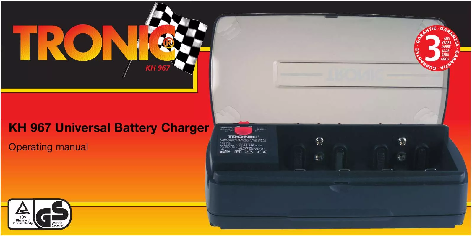 Mode d'emploi KOMPERNASS TRONIC KH 967 UNIVERSAL BATTERY CHARGER WITH TIMER FUNCTION