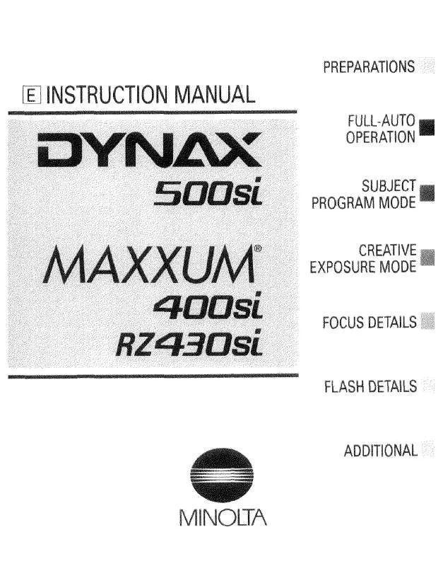 Mode d'emploi KONICA MINOLTA MAXXUM 400SI, RZ 430SI, 450SI (ALPHA 303SI)