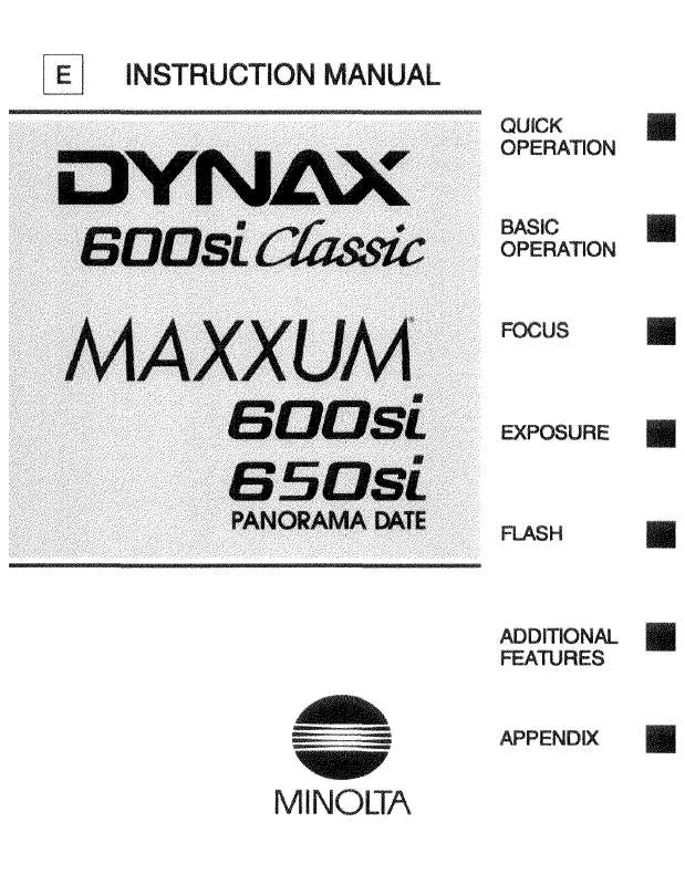 Mode d'emploi KONICA MINOLTA MAXXUM 600SI ,650SI (ALPHA 507SI)