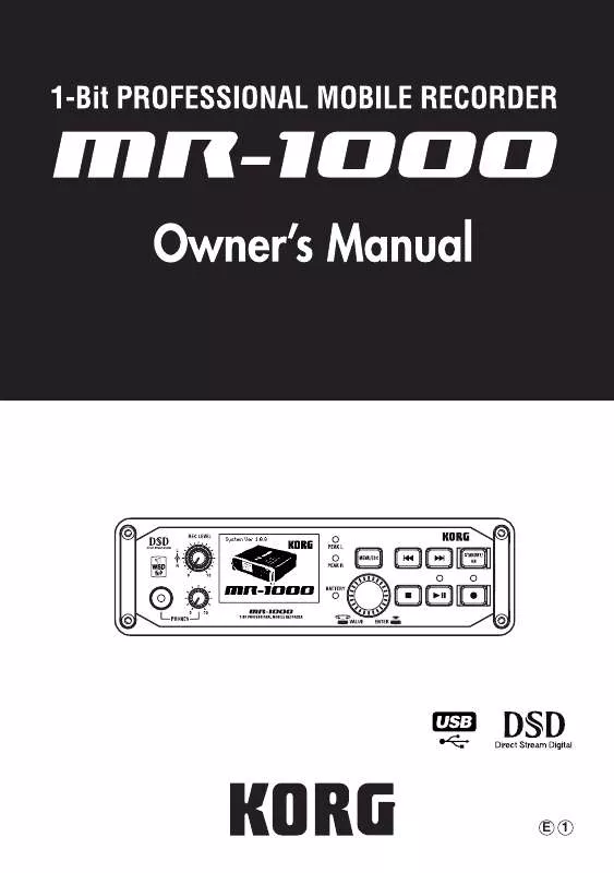 Mode d'emploi KORG MR-1000