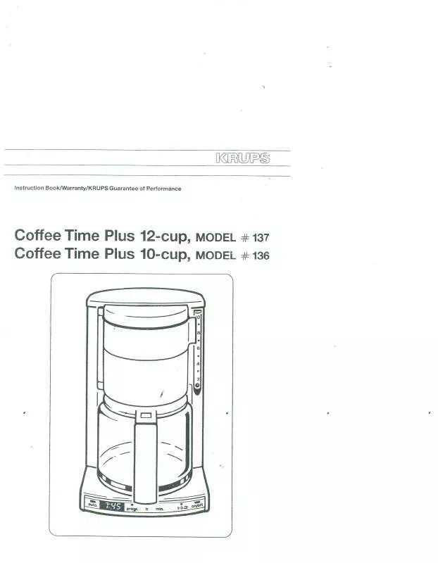 Mode d'emploi KRUPS COFFEE TIME PLUS 10-CUP 136