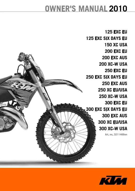 Mode d'emploi KTM 250 EXC
