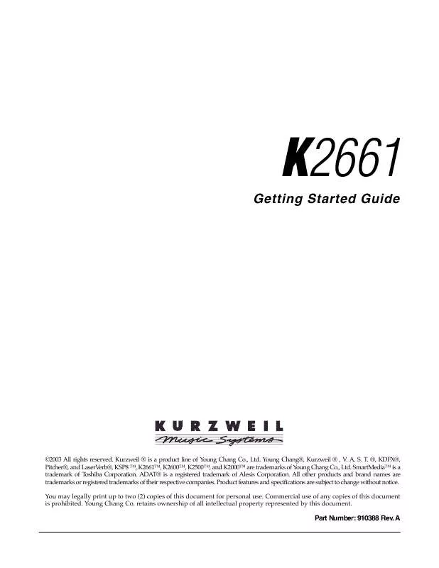 Mode d'emploi KURZWEIL K2661-G2