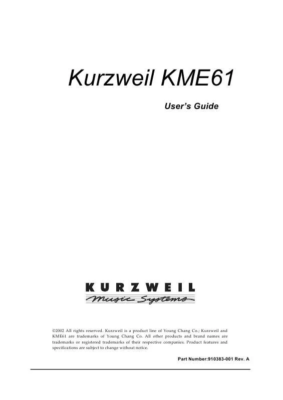 Mode d'emploi KURZWEIL KME61