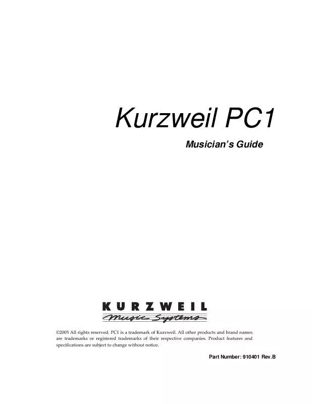 Mode d'emploi KURZWEIL PC1