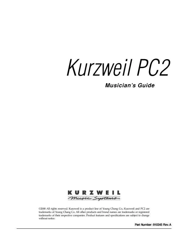 Mode d'emploi KURZWEIL PC2