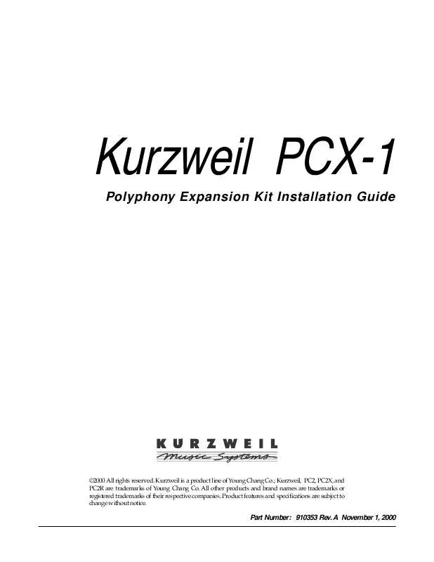Mode d'emploi KURZWEIL PCX-1