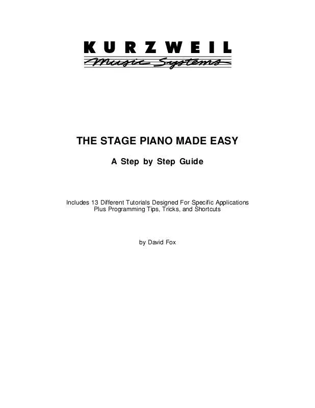 Mode d'emploi KURZWEIL STAGE PIANO MADE EASY
