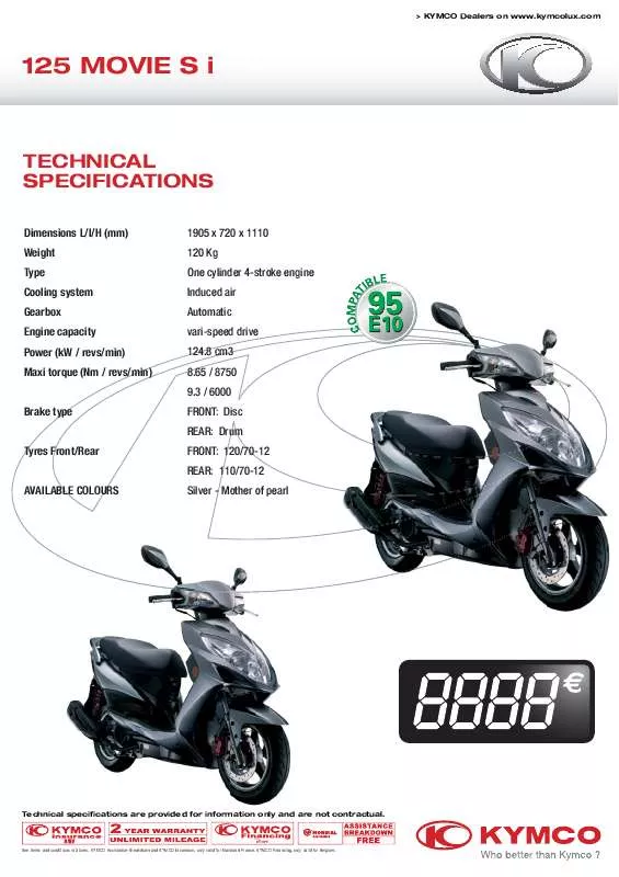Mode d'emploi KYMCO 125 MOVIE S INJECTION